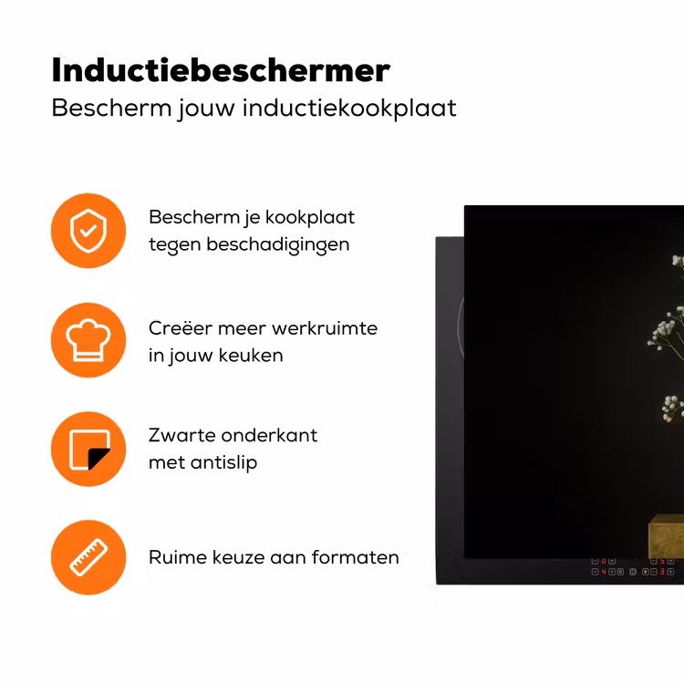 Bloembollen - Wit - Vaas - Minimalistisch Inductie beschermer vinyl 3mm klein -zzzzzzz-td-ups