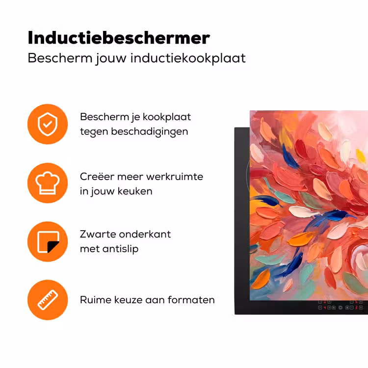 Bloemen - Abstract - Kunst - Modern Inductie beschermer vinyl 3mm klein -zzzzzzz-td-ups