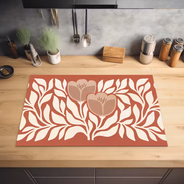 Bloemen - Abstract - Modern - Beige - Natuur Inductie beschermer vinyl 3mm klein -sfeer5