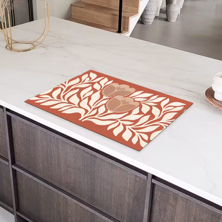 Bloemen - Abstract - Modern - Beige - Natuur Inductie beschermer vinyl 3mm klein -sfeer8