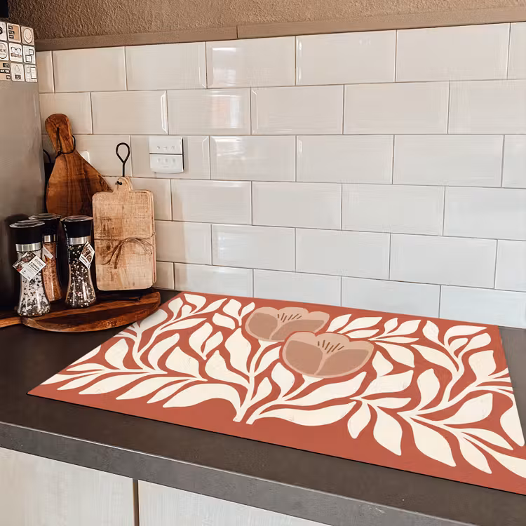 Bloemen - Abstract - Modern - Beige - Natuur Inductie beschermer vinyl 3mm klein -sfeer3