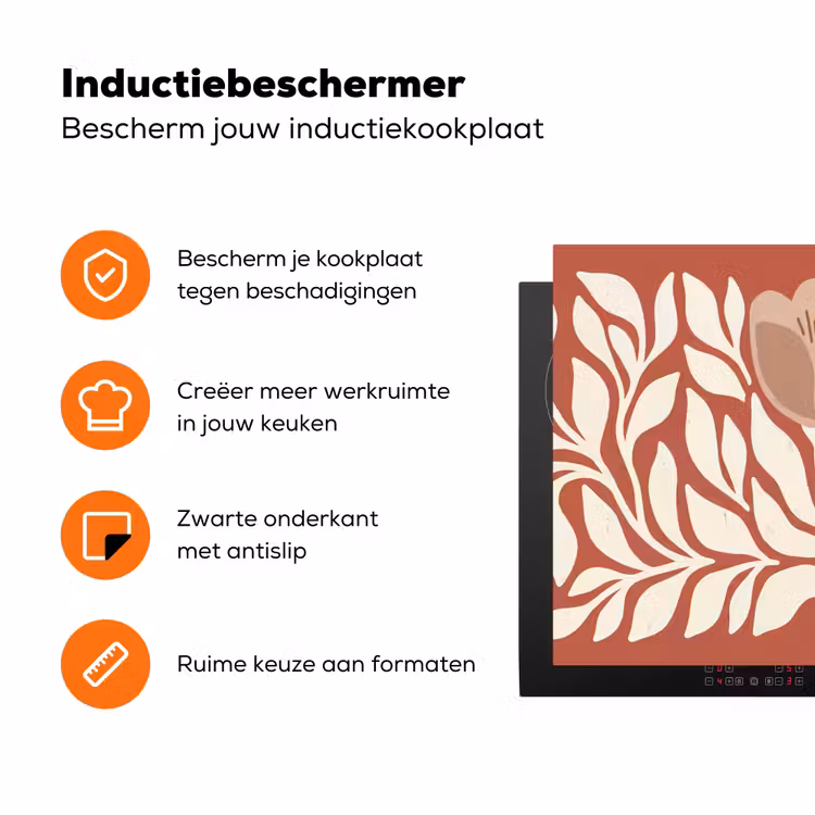 Bloemen - Abstract - Modern - Beige - Natuur Inductie beschermer vinyl 3mm klein -zzzzzzz-td-ups