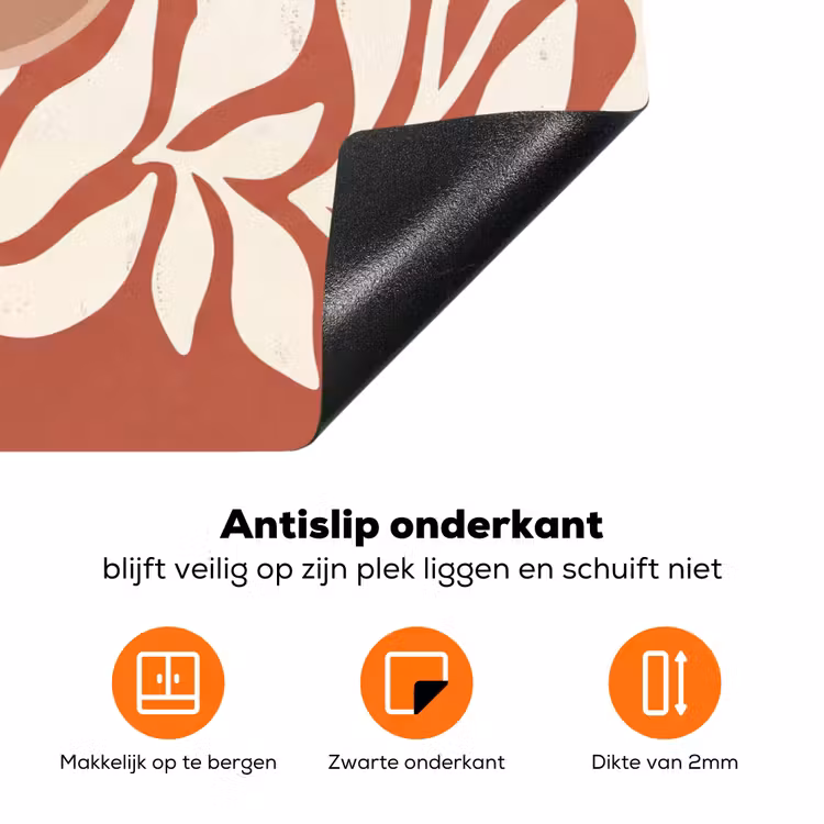 Bloemen - Abstract - Modern - Beige - Natuur Inductie beschermer vinyl 3mm klein -zzzzzzz-td-onderkant