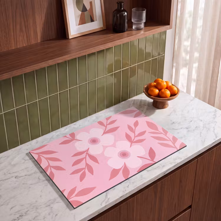 Bloemen - Abstract - Modern - Roze - Natuur Inductie beschermer vinyl 3mm klein -sfeer8