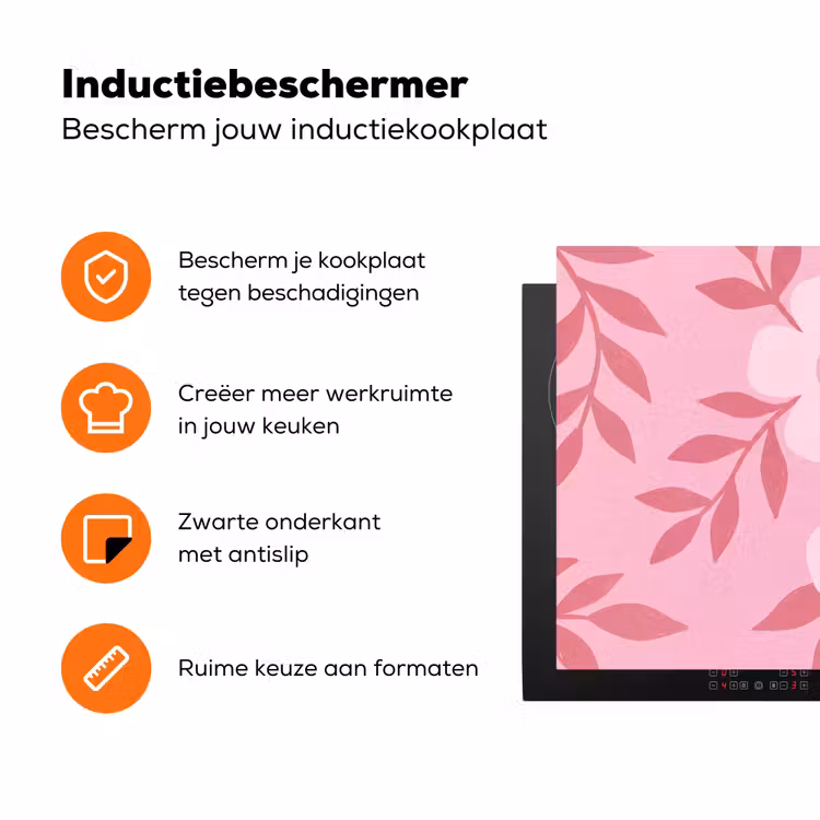Bloemen - Abstract - Modern - Roze - Natuur Inductie beschermer vinyl 3mm klein -zzzzzzz-td-ups