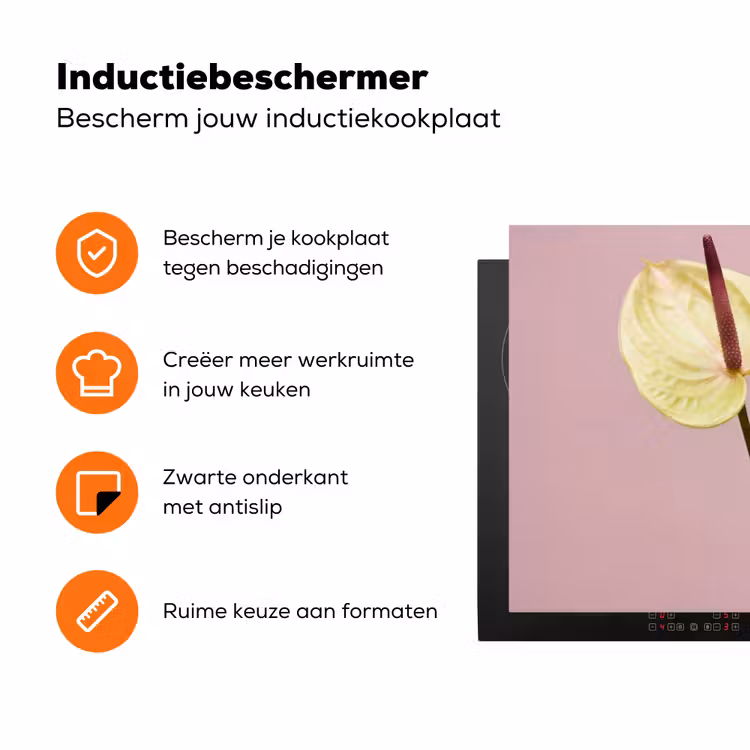 Bloemen - Anthuriums - Geel - Roze Inductie beschermer vinyl 3mm klein -zzzzzzz-td-ups