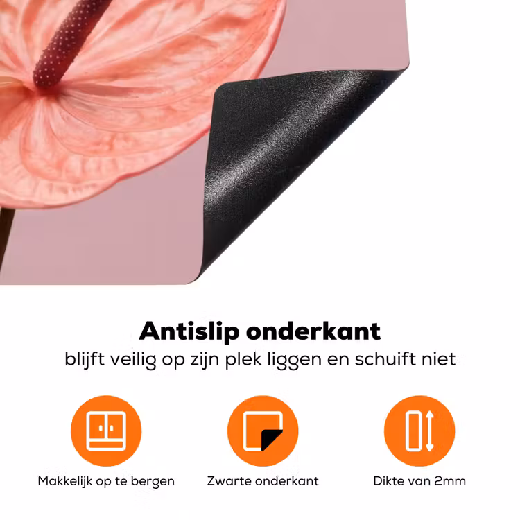 Bloemen - Anthuriums - Geel - Roze Inductie beschermer vinyl 3mm klein -zzzzzzz-td-onderkant