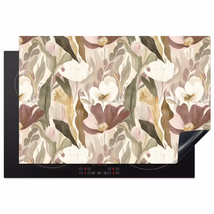 Bloemen - Aquarel - Kleurrijk Inductie beschermer vinyl 3mm klein 276 -3d