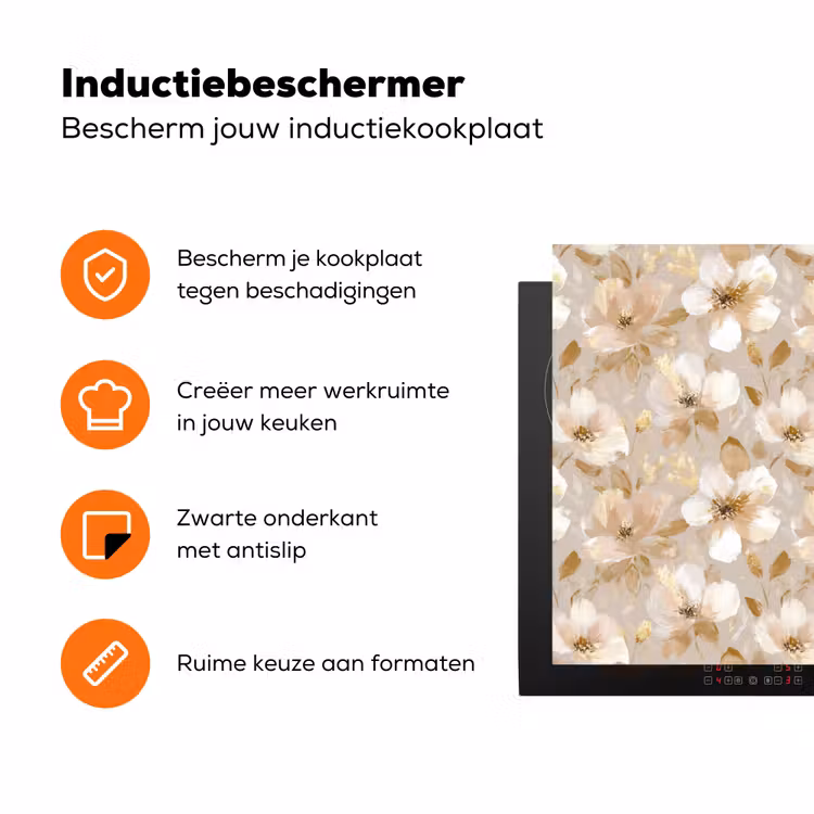 Bloemen - artistiek - Goud Inductie beschermer vinyl 3mm klein 276 -zzzzzzz-td-ups