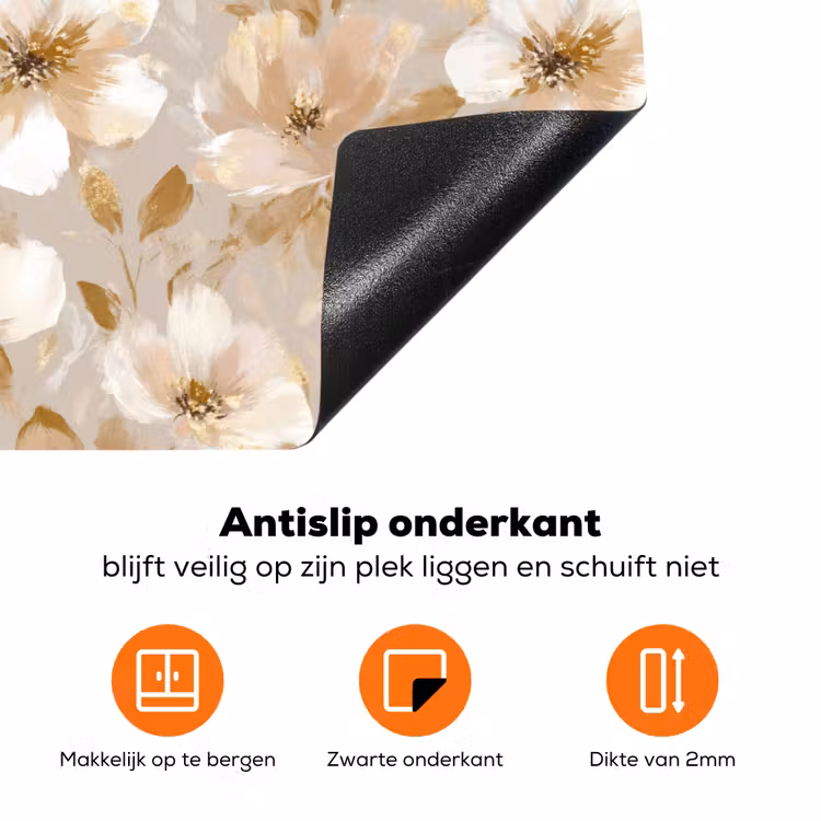 Bloemen - artistiek - Goud Inductie beschermer vinyl 3mm klein 276 -zzzzzzz-td-onderkant