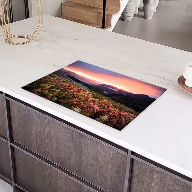 Bloemen - Bergen - Landschap - Nacht - Lucht - Roze Inductie beschermer vinyl 3mm klein -sfeer8