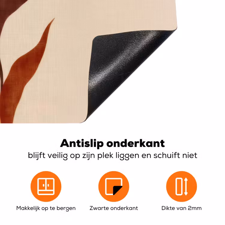Bloemen - Blaadjes - Minimalistisch - Roze Inductie beschermer vinyl 3mm klein -zzzzzzz-td-onderkant