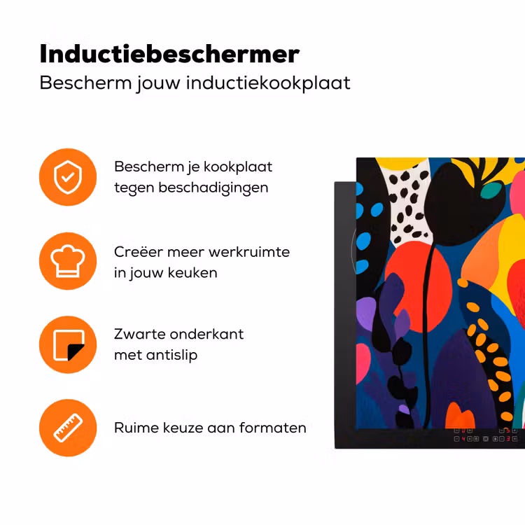 Bloemen - Bladeren - Abstract - Rood Inductie beschermer vinyl 3mm klein -zzzzzzz-td-ups