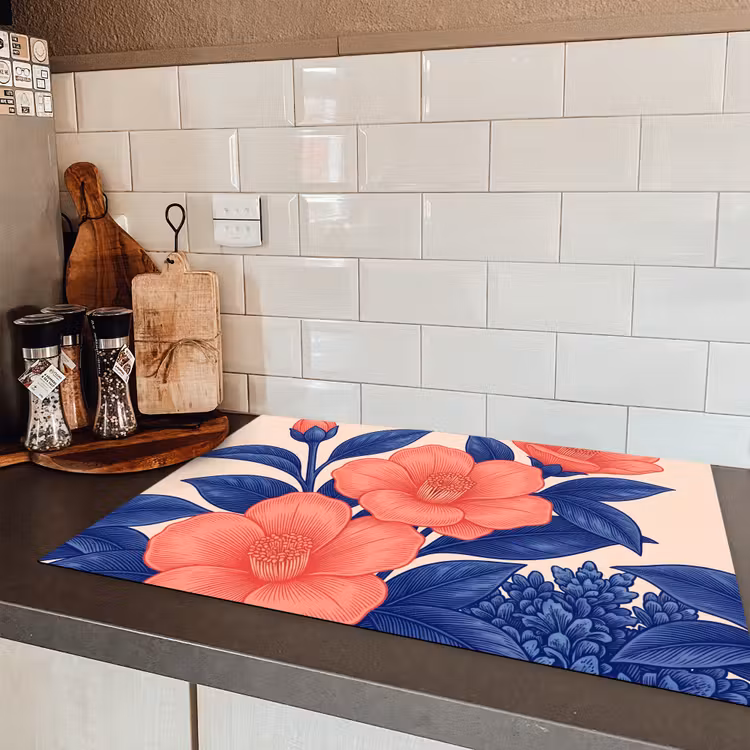Inductiebeschermer - Bloemen - Bladeren - Botanisch - Bloemen - Bladeren - Botanisch Inductie beschermer vinyl 3mm klein