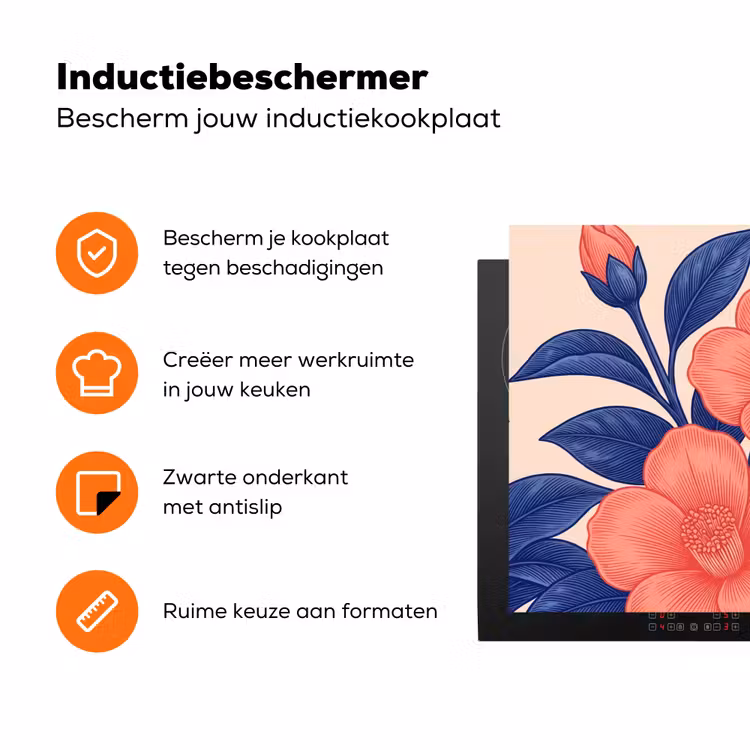 Inductiebeschermer - Bloemen - Bladeren - Botanisch - Bloemen - Bladeren - Botanisch Inductie beschermer vinyl 3mm klein