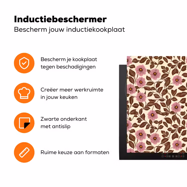 Bloemen - Bladeren - Kleurrijk Inductie beschermer vinyl 3mm klein 276 -zzzzzzz-td-ups