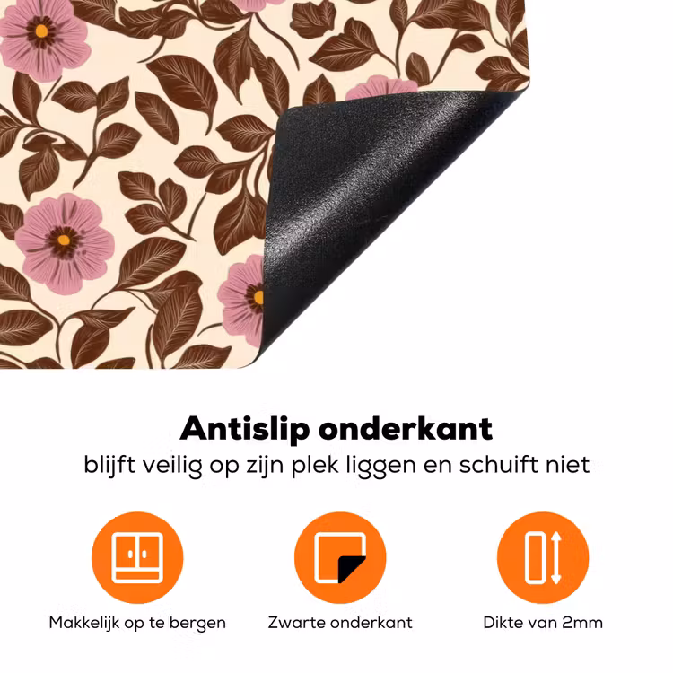 Bloemen - Bladeren - Kleurrijk Inductie beschermer vinyl 3mm klein 276 -zzzzzzz-td-onderkant