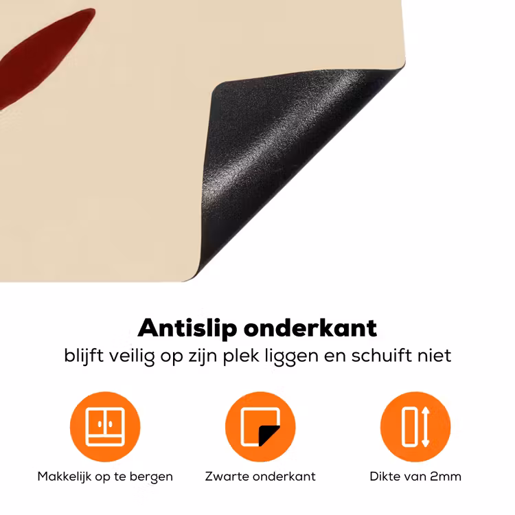 Bloemen - Bladeren - Rood - Minimalistisch Inductie beschermer vinyl 3mm klein -zzzzzzz-td-onderkant