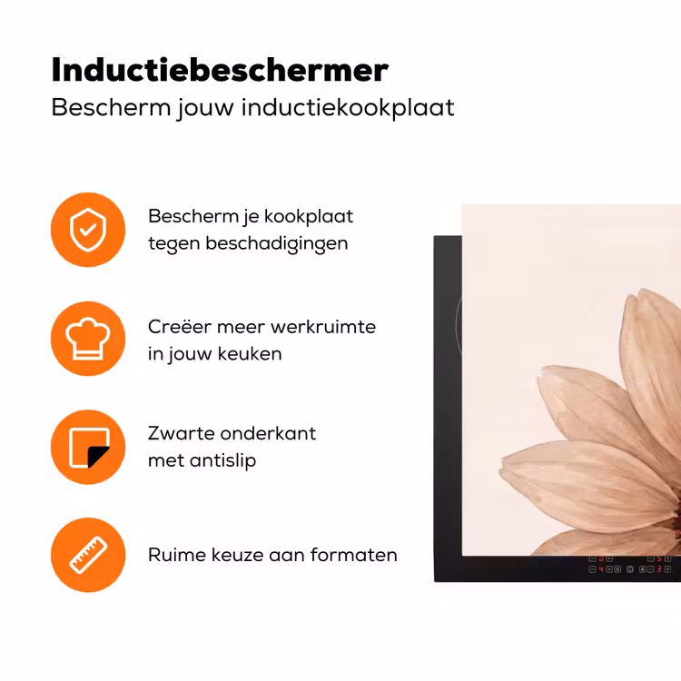 Bloemen - Bloemblad - Natuur - Aquarel - Beige Inductie beschermer vinyl 3mm klein -zzzzzzz-td-ups