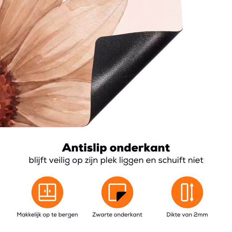 Bloemen - Bloemblad - Natuur - Aquarel - Beige Inductie beschermer vinyl 3mm klein -zzzzzzz-td-onderkant