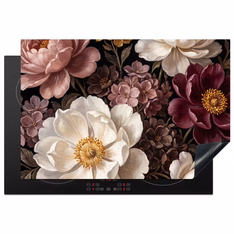 Bloemen - Boeket - Klassiek - Donker - Rood Inductie beschermer vinyl 3mm klein -3d