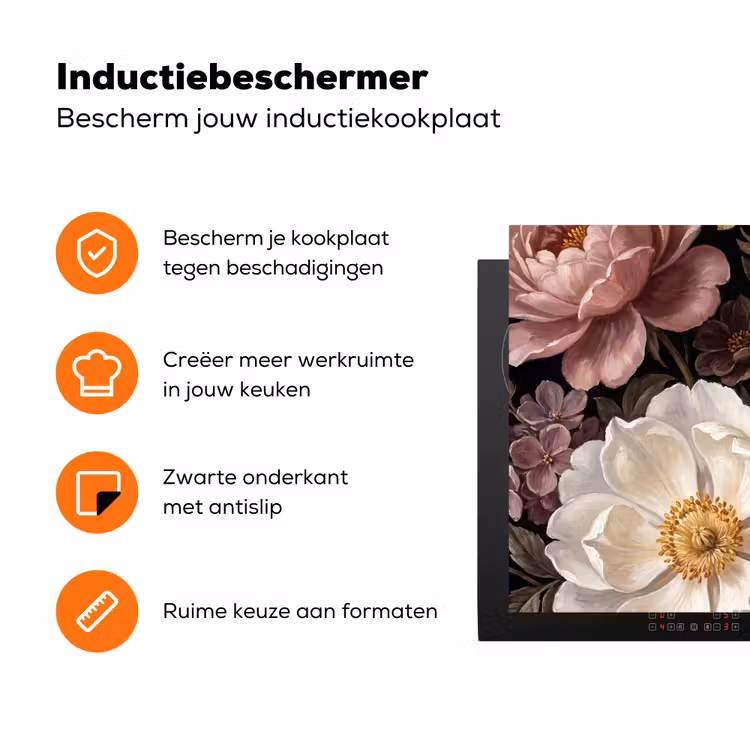 Bloemen - Boeket - Klassiek - Donker - Rood Inductie beschermer vinyl 3mm klein -zzzzzzz-td-ups