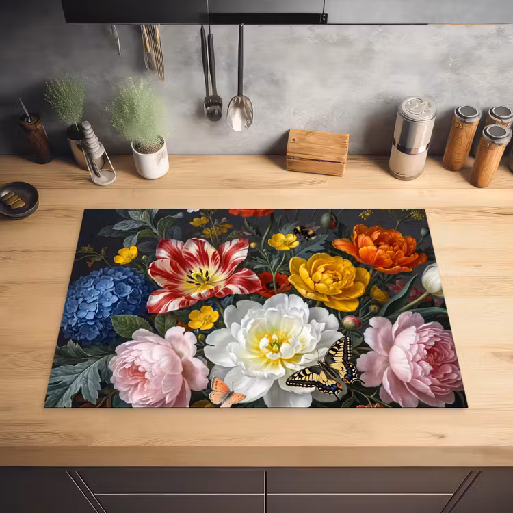 Bloemen - Boeket - Klassiek - Kleurrijk - Natuur Inductie beschermer vinyl 3mm klein -sfeer5