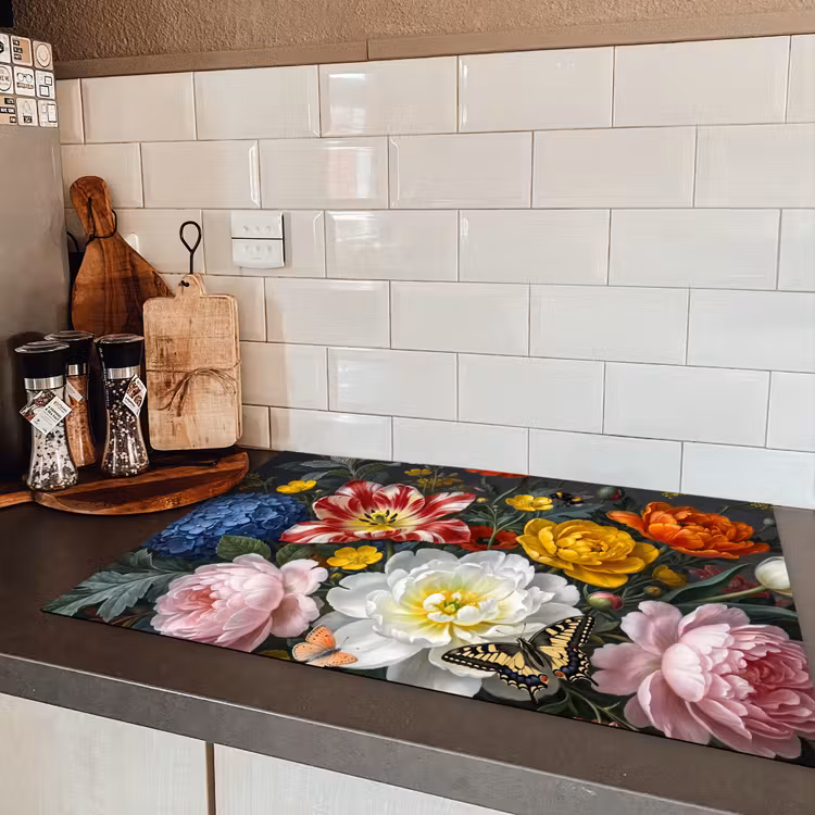 Bloemen - Boeket - Klassiek - Kleurrijk - Natuur Inductie beschermer vinyl 3mm klein -sfeer3