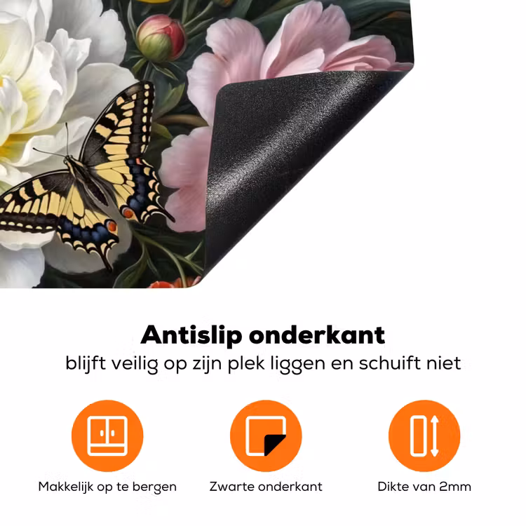 Bloemen - Boeket - Klassiek - Kleurrijk - Natuur Inductie beschermer vinyl 3mm klein -zzzzzzz-td-onderkant