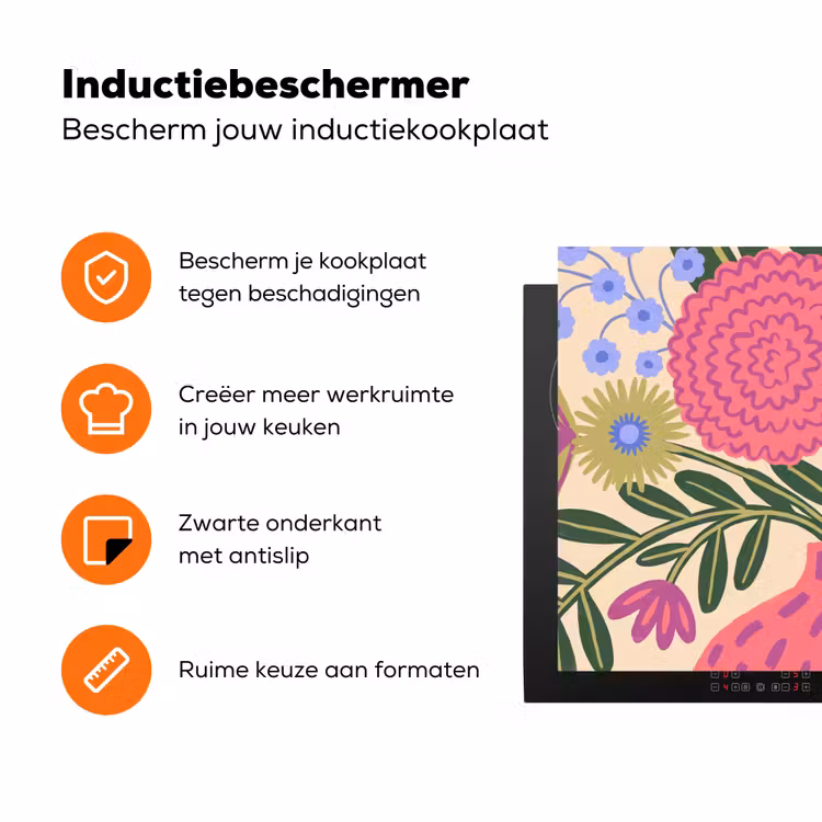 Bloemen - Boeket - Natuur - Abstract - Roze Inductie beschermer vinyl 3mm klein -zzzzzzz-td-ups