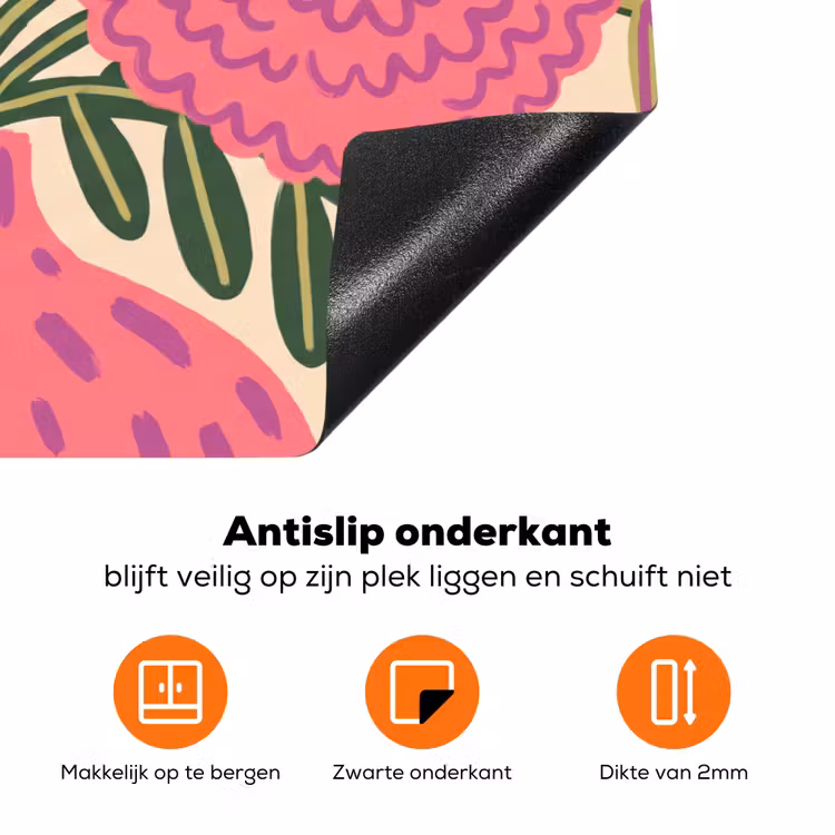 Bloemen - Boeket - Natuur - Abstract - Roze Inductie beschermer vinyl 3mm klein -zzzzzzz-td-onderkant