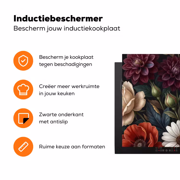 Bloemen - Boeket - Natuur - Klassiek - Weelderig Inductie beschermer vinyl 3mm klein -zzzzzzz-td-ups