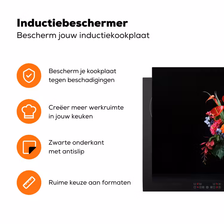 Bloemen - Boeket - Sierlijk Inductie beschermer vinyl 3mm klein -zzzzzzz-td-ups