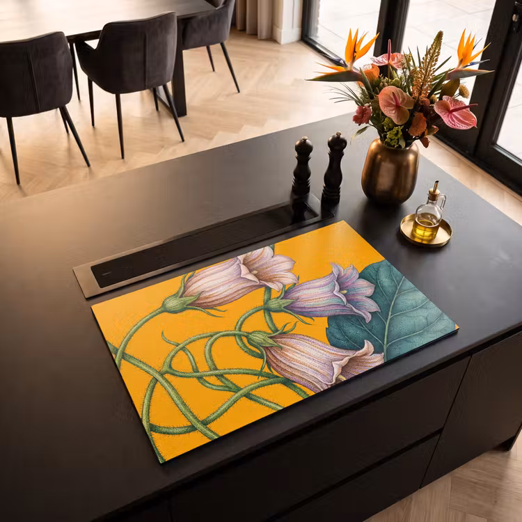 Inductiebeschermer - Bloemen - Botanisch - Geel - Bloemen - Botanisch - Geel Inductie beschermer vinyl 3mm klein