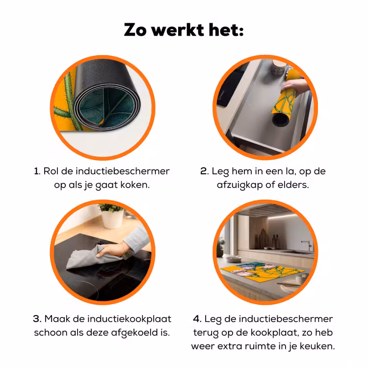 Inductiebeschermer - Bloemen - Botanisch - Geel - Bloemen - Botanisch - Geel Inductie beschermer vinyl 3mm klein