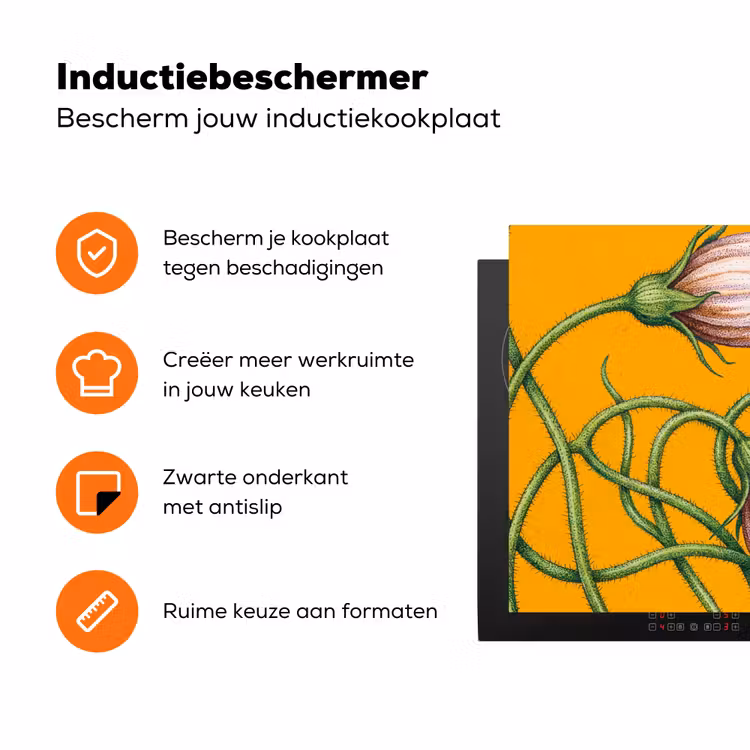 Inductiebeschermer - Bloemen - Botanisch - Geel - Bloemen - Botanisch - Geel Inductie beschermer vinyl 3mm klein