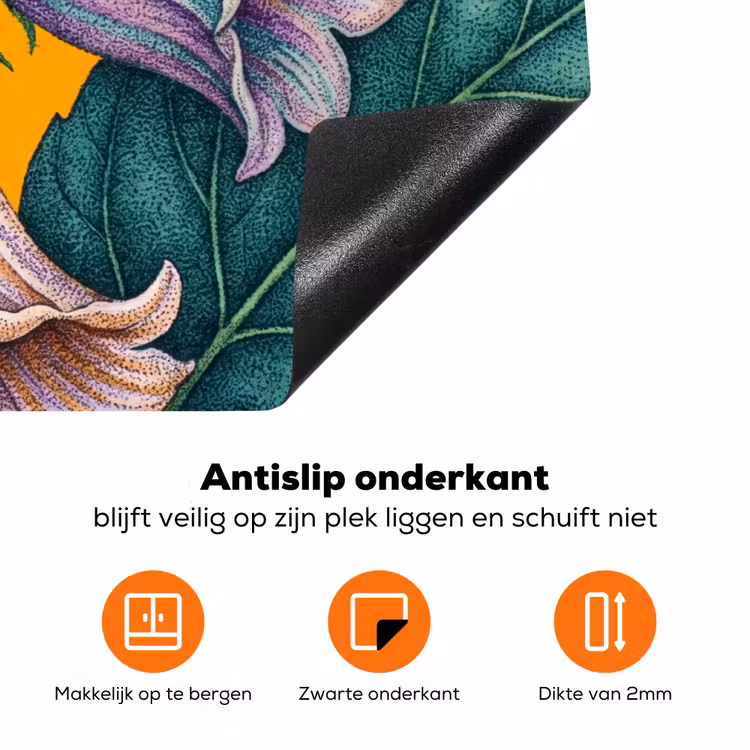 Inductiebeschermer - Bloemen - Botanisch - Geel - Bloemen - Botanisch - Geel Inductie beschermer vinyl 3mm klein