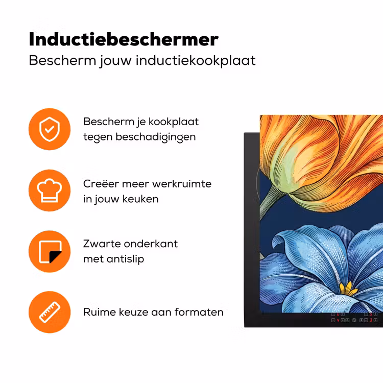 Inductiebeschermer - Bloemen - Botanisch - Patroon - Bloemen - Botanisch - Patroon Inductie beschermer vinyl 3mm klein