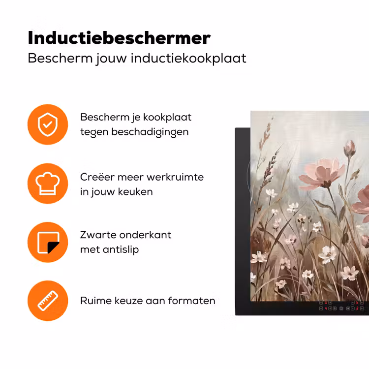 Bloemen - Botanisch - Schilderij - Pastel - Rustiek Inductie beschermer vinyl 3mm klein -zzzzzzz-td-ups