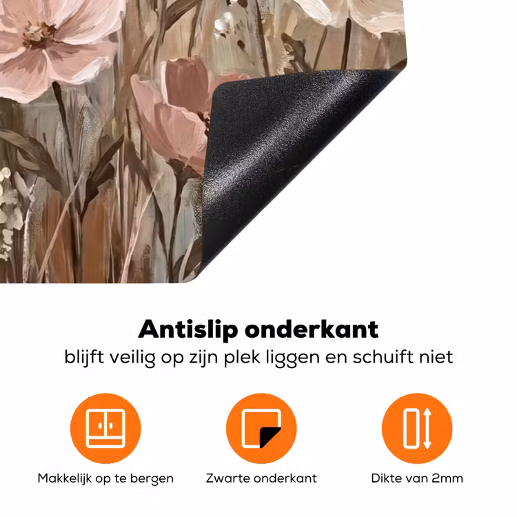 Bloemen - Botanisch - Schilderij - Pastel - Rustiek Inductie beschermer vinyl 3mm klein -zzzzzzz-td-onderkant