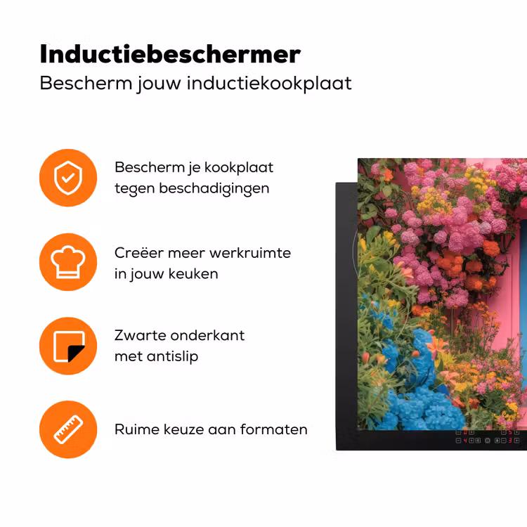 Bloemen - Deur - Roze Inductie beschermer vinyl 3mm klein -zzzzzzz-td-ups