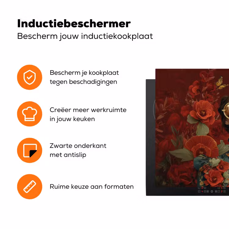 Bloemen - Dieprood - Zonnebril - Vrouw Inductie beschermer vinyl 3mm klein -zzzzzzz-td-ups