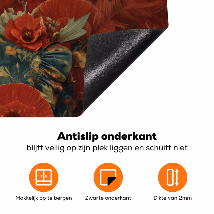 Bloemen - Dieprood - Zonnebril - Vrouw Inductie beschermer vinyl 3mm klein -zzzzzzz-td-onderkant