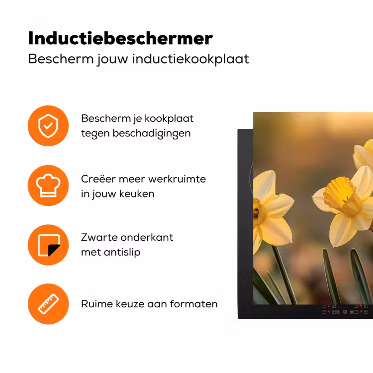 Bloemen - Geel - Wazig Inductie beschermer vinyl 3mm klein -zzzzzzz-td-ups