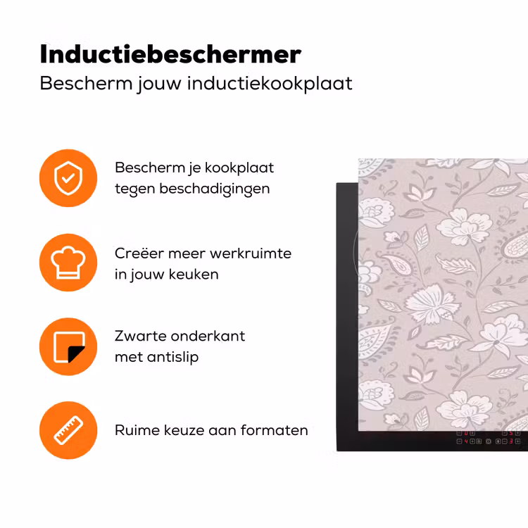 Bloemen - Getekend - Lavendel Inductie beschermer vinyl 3mm klein 276 -zzzzzzz-td-ups