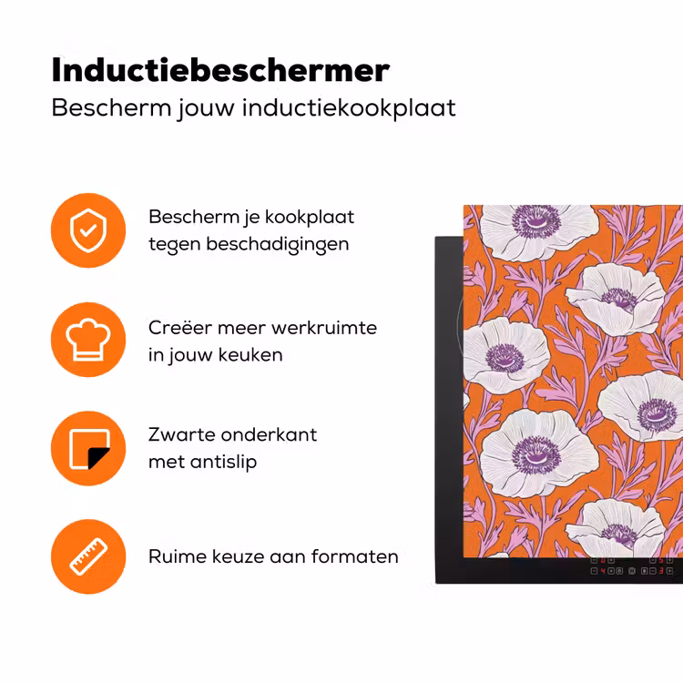 Bloemen - Grafisch - Oranje Inductie beschermer vinyl 3mm klein 276 -zzzzzzz-td-ups