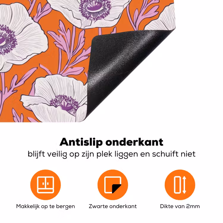 Bloemen - Grafisch - Oranje Inductie beschermer vinyl 3mm klein 276 -zzzzzzz-td-onderkant