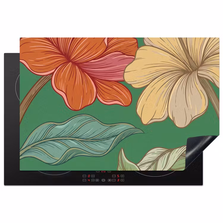 Inductiebeschermer - Bloemen - Groen - Illustratie - Bloemen - Groen - Illustratie Inductie beschermer vinyl 3mm klein