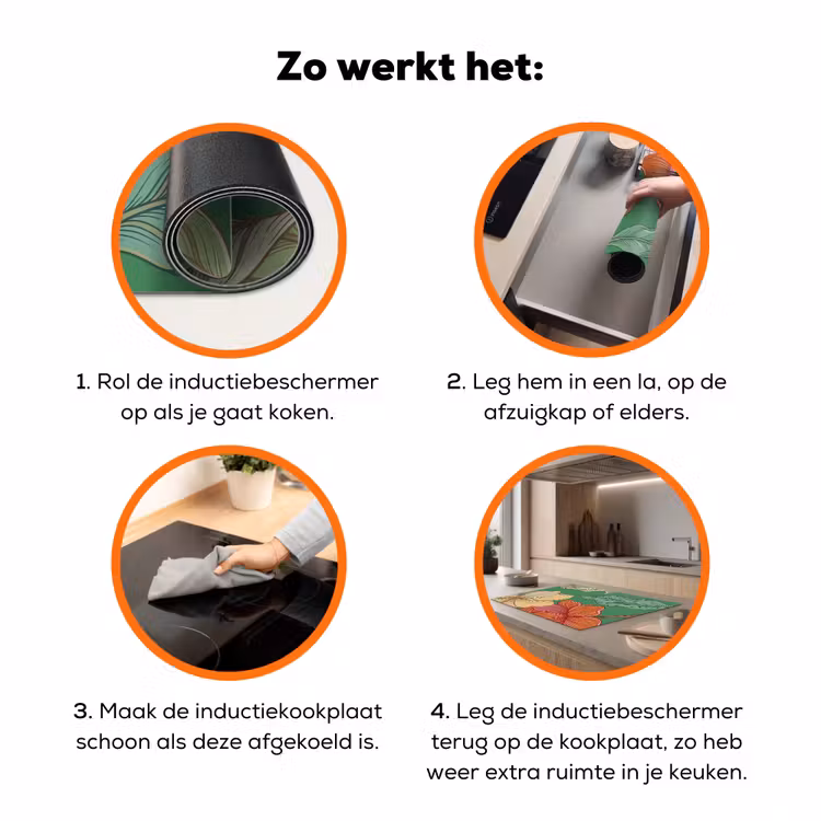 Inductiebeschermer - Bloemen - Groen - Illustratie - Bloemen - Groen - Illustratie Inductie beschermer vinyl 3mm klein