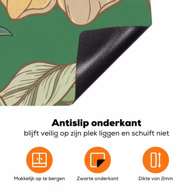 Inductiebeschermer - Bloemen - Groen - Illustratie - Bloemen - Groen - Illustratie Inductie beschermer vinyl 3mm klein